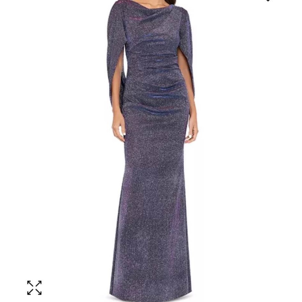 Elegant glitter drape silver Evening Gown